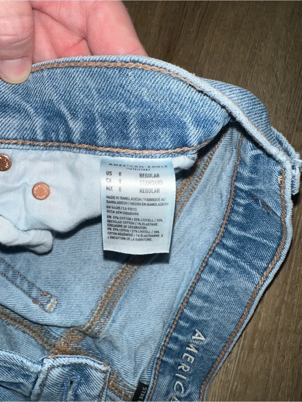 American Eagle Outfitters Light Blue Boyfriend Jeans with Distressed Hem
